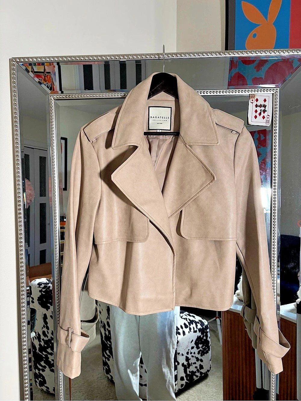 Bagatelle Faux Leather Moto Jacket in Brown Size Small